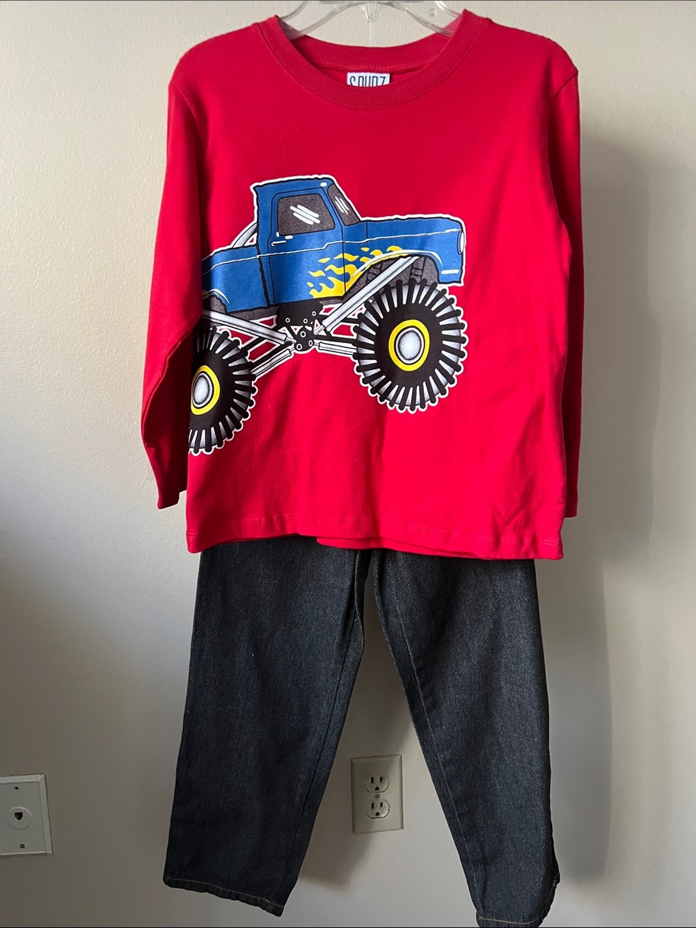 Vintage S.P.UDZ Kids Red Monster Truck Long-Sleeve Wrap Around Shirt